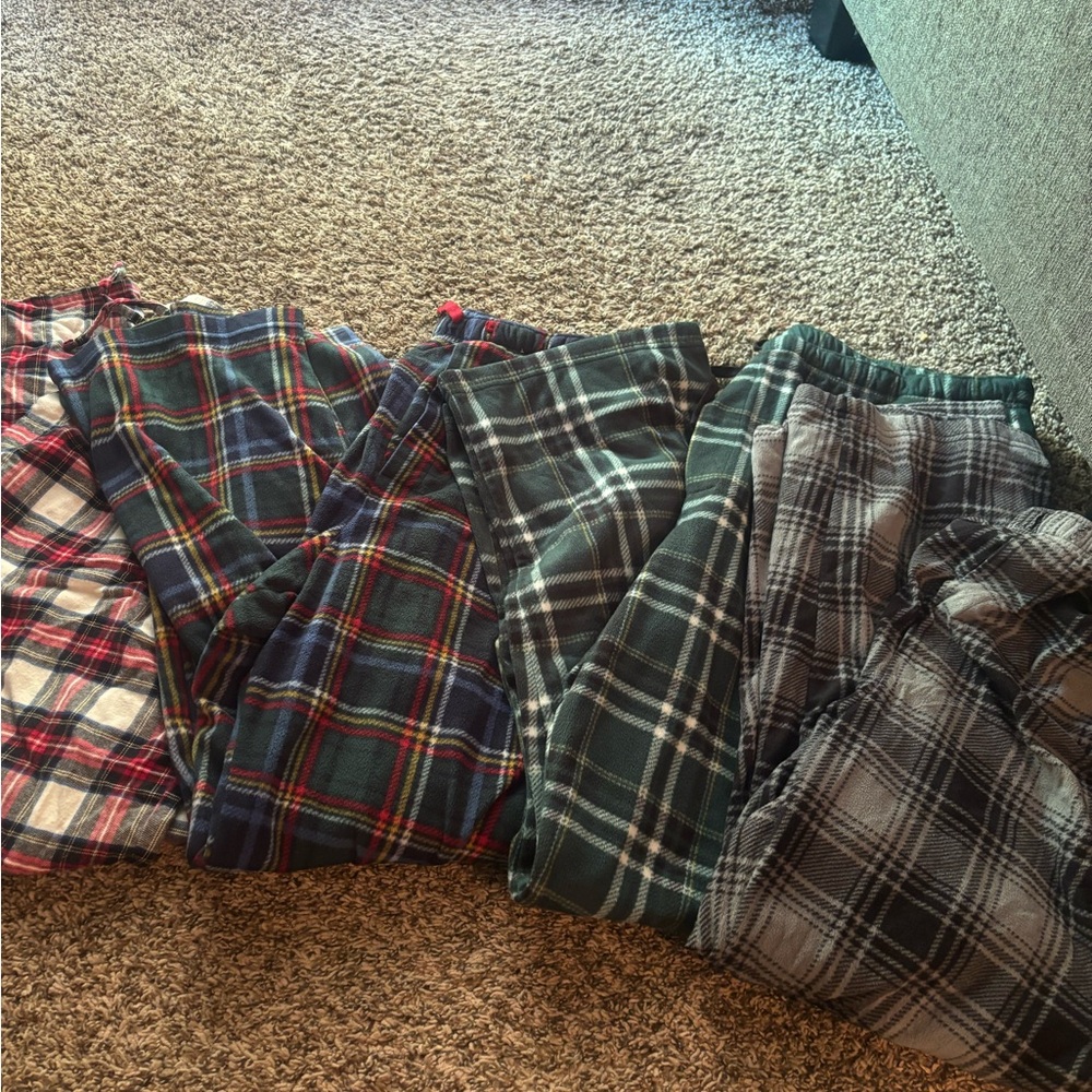 4 Pajama Pants Set one flannel three fleece